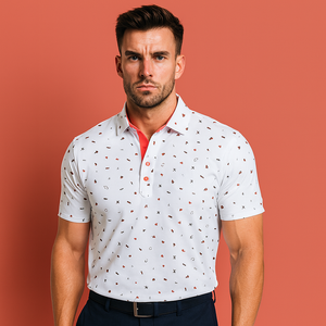 Chemises polo de golf personnalisées d'entreprise de luxe OEM avec impression intégrale vintage, évacuation de l'humidité, logo brodé - Product Image 3