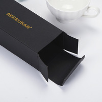 Boîte en carton rectangulaire noire en cuir de vachette en stock, style tiroir universel, pliable, pour chaussettes, emballage de cravates, boîte en papier imprimée avec logo