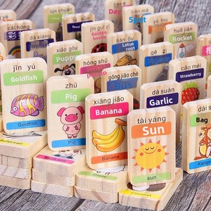 Bloques de Construcción Educativos de Madera para Niños, con Letras del Alfabeto, Pinyin de Doble Cara, Dominós, Señales de Tráfico y Vehículos - Product Image 3