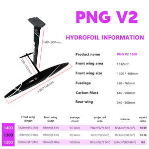 Sistema de Hydrofoil PNG 1300 V2 Surfing Carbon Mast SUP Wing Efoil para lagos y ríos - Tabla de surf electrónica Hydrofoil unisex - Product Image 2