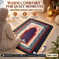 Tapis de prière avec chauffage sur une large surface, contrôle numérique de la température et design pliable pour la prière quotidienne les soirées d'hiver