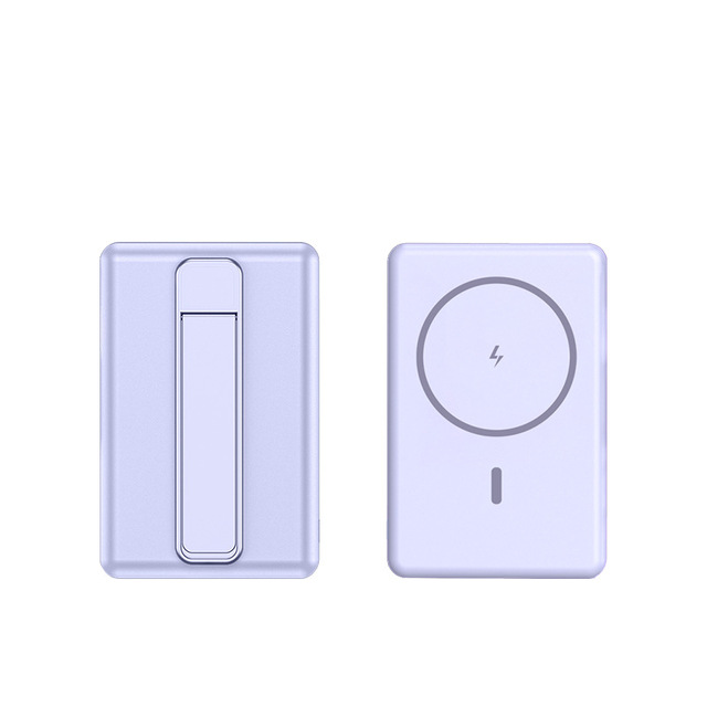 Ultra Thin Magnetic Wireless Power Bank 10000mAh with Holder Hanging Rope Compact 3C Mobile Power Bank Fast Charging