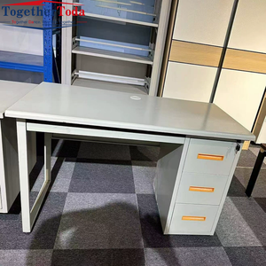 مكتب كمبيوتر معدني متين بإطار فولاذي و3 أدراج قابلة للقفل، مكتب مكتبي للمنزل ومحطة عمل الموظفين - Product Image 4