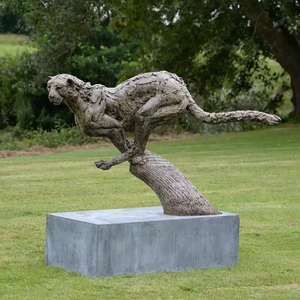 A grandezza naturale mascotte in metallo animale scultura mascotte bronzo leopardo statua - Product Image 3