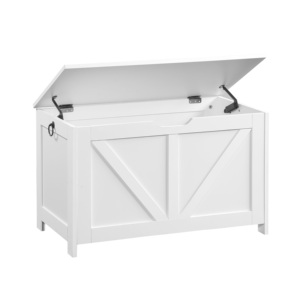 Banco de Almacenamiento con Tapa, Organizador de Entrada Blanco, Caja de Juguetes Retro, 2 Bisagras, Fácil Montaje - Product Image 4