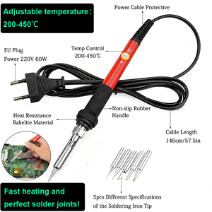 220V/110V 60W <strong>Electrical</strong> <strong>Soldering</strong> Iron Rework Welding Gun Tool Adjustable Temperature <strong>Soldering</strong> Iron for <strong>Soldering</strong> and Repair - Product Image 2