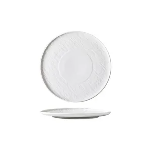 Großhandel im europäischen Stil Beauty Western Relief Pattern White Steak Keramik platte