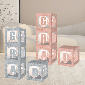 DAMAI Graduation Party <b>Decorations</b> Kids Party Favor Transparent Foil Paper Box Happy Birthday Supplies for Rose Gold <b>Balloon</b> Box - Product Image 2