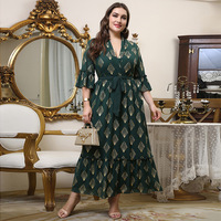 Maßge schneiderte hochwertige Damen bedruckte Midi Plus Size Kleid Sommer neue Chiffon Tunika Kleid