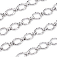 Chaîne torsadée en acier inoxydable, style punk hip-hop, résistante à la décoloration, composant de bijoux permanent pour la fabrication de colliers et de bracelets DIY