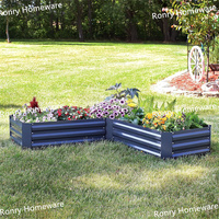 Bac à légumes et fleurs rectangulaire surélevé en métal thermolaqué moderne 150x148.6x29.8cm pour l'extérieur Ronry DR-J2519