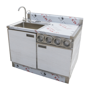 Comptoir de bar à eau en acier inoxydable 304 brossé mat sur mesure, pas cher, avec pieds réglables en hauteur, pour <span class=keywords><strong>cuisine</strong></span> commerciale - Product Image 1