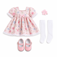 Ensemble robe florale pour poupée de 18 pouces avec chaussures et pince à cheveux, vêtements de poupée OEM, certifié EN71