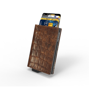 CardHoda Crocodile Texture <b>Wallet</b> <b>RFID</b> Blocking Slim Unisex Short Fold Closure Metal Lining Card Holder - Product Image 6