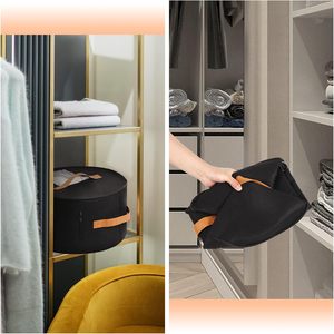 Quantité minimale de commande bas vente en gros personnalisé <span class=keywords><strong>fait</strong></span> <span class=keywords><strong>maison</strong></span> extra large rond suspendu en feutre de polyester boîte de <span class=keywords><strong>rangement</strong></span> placard chapeaux organisateurs avec bandoulière - Product Image 5