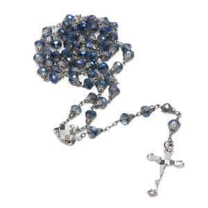Collier chapelet en cristal Orchidée encre, Argent 925, Bijou unisexe pour cérémonie religieuse - Product Image 5