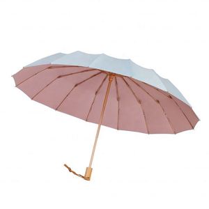 Paraguas Manual Personalizado de 16 Varillas para Adultos, Nuevo Diseño de Moda, Estructura de Aluminio de 3 Pliegues, Mango de Madera, Gel de Colores, Viajes, Negocios, Logotipo Clásico - Product Image 3