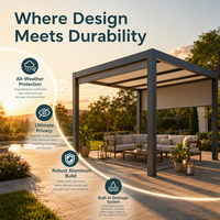 Pergola motorisée en aluminium imperméable avec filet d'ombrage respirant résistant aux UV pour jardin extérieur, balcon, bord de piscine