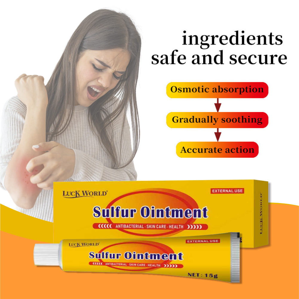Health Care 15G Natural Sulfur Ointment Sulfur Based Cream for Face and Body Skin Itching Sulfur Cream