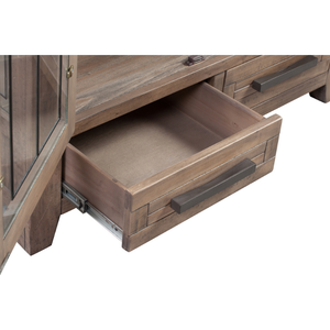 Gabinete de almacenamiento de madera maciza de estilo americano Puertas de vidrio Roble duradero/Pino/Acacia Precio competitivo Exhibición de comedor Gabinetes de China - Product Image 4