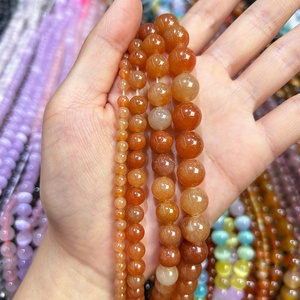 Perles en pierre naturelle de 8 mm et 10 mm, perles rondes en <span class=keywords><strong>aventurine</strong></span> rouge-<span class=keywords><strong>orange</strong></span>, perles en cristal pour la fabrication de colliers et de bracelets, vente en gros - Product Image 5