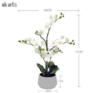 Orquídea Artificial de Alta Simulación Oh Arts, Bonsái de Orquídea Phalaenopsis Blanca Artificial para Decoración de Hoteles y Hogares - Product Image 2