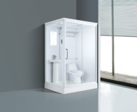 Kmry douche de salle de bain préfabriquée tout-en-un au design moderne cadre en aluminium et plateau en acrylique avec WC et toilettes