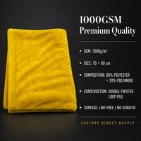 Serviette de nettoyage et de séchage pour voiture en microfibre premium 1000 g/m² à séchage rapide, avec logo personnalisé, pour le detailing et l'entretien, technique de tissage