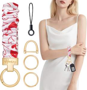 挂绳腕带弹性钥匙链汽车钥匙扣带d环可爱扭动手腕手链男女挂绳 - Product Image 4