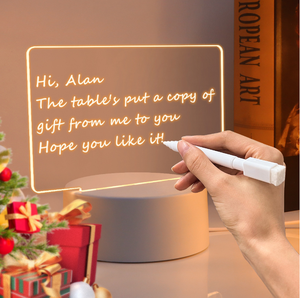 Lámpara de mesa de luz nocturna LED DIY creativa moderna, tablero acrílico transparente <span class=keywords><strong>3D</strong></span>, mensaje blanco cálido regrabable, regalo de madera para el hogar - Product Image 2