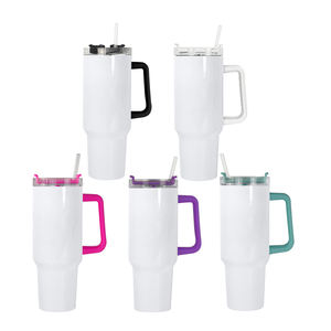 New Arrival 20oz Stainless Steel Double Wall Vacuum Insulated White Sublimation Handle Tumblers with Lids Straw 6-12hr <b>Thermal</b> - Product Image 1