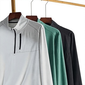 Men's 1/4 Zip Training <b>Top</b> <b>Golf</b> Quarter Zip Pullover Mock Neck Moisture Wicking <b>Long</b> <b>Sleeve</b> with Thumbholes Factory Supplier - Product Image 5