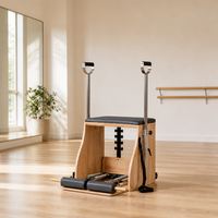 Chaise de Pilates en bois massif, cadre en chêne réglable, siège en cuir PU, pour entraînement à domicile, yoga, équipement de studio de Pilates