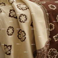 Couverture en tissu jacquard personnalisée 100% coton certifiée GRS Oeko Tex, design floral vintage pour la décoration de la maison