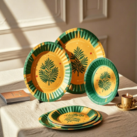 Assiettes en papier personnalisées imprimées en gros pour fêtes, vaisselle d'anniversaire, vaisselle jetable biodégradable pour dîner