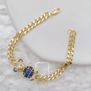 Bracelet Hiphop personnalisé en laiton <span class=keywords><strong>plaqué</strong></span> <span class=keywords><strong>or</strong></span> avec chaîne à maillons laminés mode ours mignon bijoux pour femmes - Product Image 3