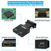 Adaptateur VGA vers HDMI pour lecture haute définition, lecteur multimédia d'ordinateur, moniteur TV