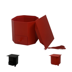 Caja de cajón octogonal en forma de corazón para arreglos florales Caja de regalo floral eterna para velas de graduación de tapa doctoral - Product Image 1