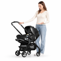 Système de voyage pliable 3 en 1 Kidilo en alliage d'aluminium avec siège auto pour bébé, capacité de charge de 15 kg, pour bébé de 0 à 6 mois, poussette