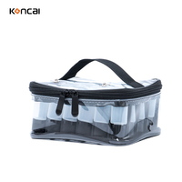 KONCAI Boîte de rangement pour vernis à ongles professionnel pour manucure Trolley pour ongles Beauty Large Rolling Nails Travel Case Black