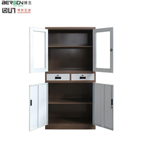 Armoire de rangement de qualité supérieure, en acier, mobilier en métal, portes en verre, classeur avec tiroirs