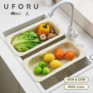 UFORU Cesta Escurridora Multifuncional Extensible <span class=keywords><strong>de</strong></span> Gran Capacidad <span class=keywords><strong>para</strong></span> Cocina, Cesta <span class=keywords><strong>de</strong></span> Plástico <span class=keywords><strong>para</strong></span> Lavar Frutas y Verduras - Product Image 1