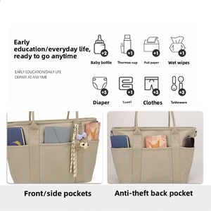 Bolsa Transversal Portátil para Mãe e Bebê, Resistente à Água, Alta Capacidade, Ultra Leve, Nylon Multifuncional, Cinza Claro para Passeios - Product Image 6