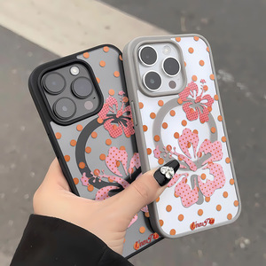 เคสโทรศัพท์กันกระแทกแบบแม่เหล็ก ลายจุดสีชมพูดอกชบา รูใหญ่ สำหรับ iPhone 17 Pro Max - Product Image 1