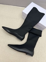 Spitze, flache Stretch-Kniehohe Stiefel für Damen, schmal geschnitten, zum Hineinschlüpfen, elegante hohe Sock Boots