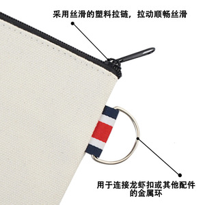 Cosmetic Storage <b>Bag</b> Cotton Rectangle Portable Toiletry <b>Bag</b> With Zipper For Keys And <b>Small</b> Items - Product Image 5