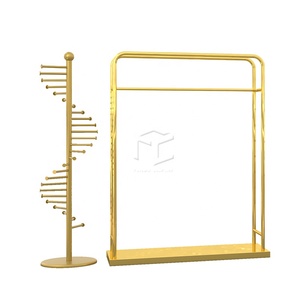 Bán Buôn Xoay Cửa Hàng Quần Áo Phù Hợp Hiển Thị Giá Trang Phục Cửa Hàng Bán Lẻ Lịch Thi Đấu Vàng Quần Áo Giá Với Kệ - Product Image 1