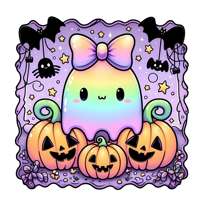 Transferts DTF fantômes mignons et effrayants prêts à poser, transfert thermique citrouille pastel pour Halloween pour T-shirts et sweats à capuche