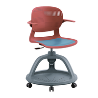 Chaise de formation pivotante multifonctionnelle avec tablette Chaise d'étudiant réglable avec grand porte-livre Formation Mobilier scolaire