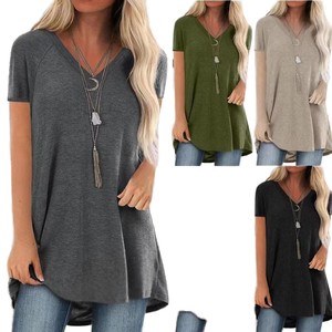 S-<span class=keywords><strong>5XL</strong></span> Verão fresco das mulheres sólido Multi Color Top V-neck curto manga camisa Chiffon blusa - Product Image 6